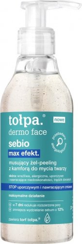 Tołpa - Dermo Face Sebio Max Effect - Effervescent scrub gel with camphor for washing the face - 195 ml
