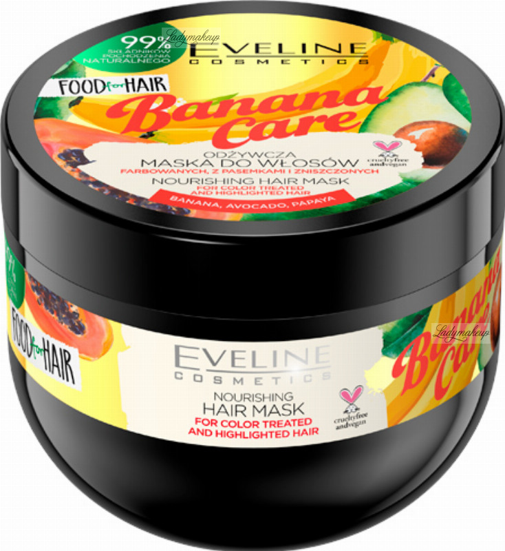 Eveline Cosmetics - Food for Hair - Nourishing Hair Mask - Nourishing mask  for colored and highlighted hair - Banana Care - 500 ml
