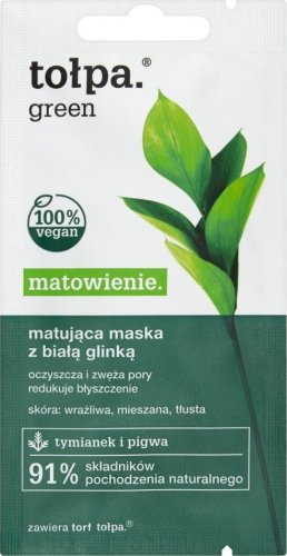 Tołpa - Green - Matująca maska do twarzy z białą glinką - 8 ml