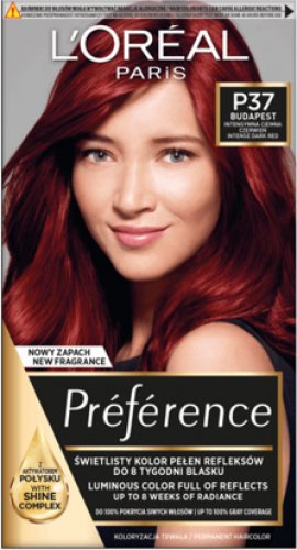 L'Oréal - Préférence - Permanent Haircolor P37 - BUDAPEST - INTENSE DARK RED - Farba do włosów - Trwała koloryzacja - Intensywna Ciemna Czerwień