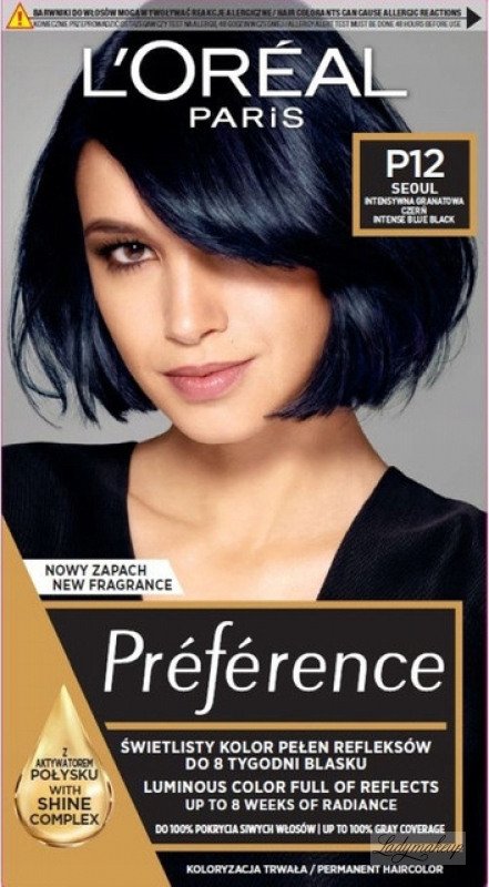 L'Oréal - Préférence - Permanent Haircolor P12 - SEOUL - INTENSE BLUE BLACK  - Hair dye - Permanent coloring - Intense Navy