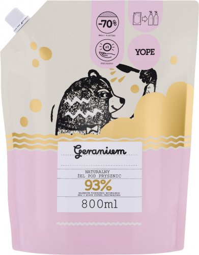 YOPE - NATURAL SHOWER GEL - REFILLING - Geranium - 800 ml