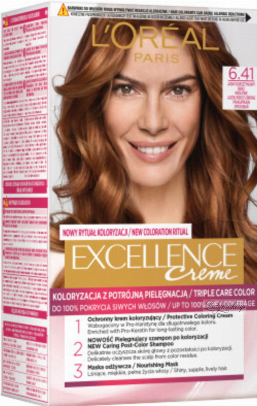 L'Oréal - EXCELLENCE Creme - Hair coloring with triple care - 6.41 ...