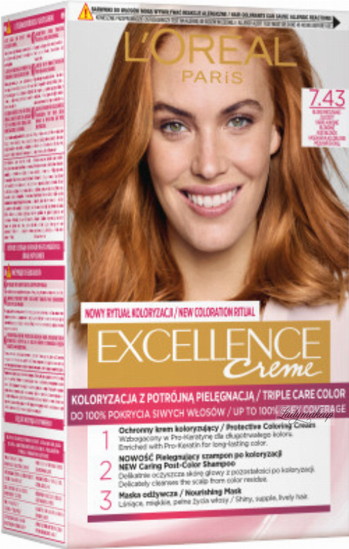 L'Oréal - EXCELLENCE Creme - Hair coloring with triple care   Copper-Golden Blonde