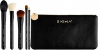 Sigma - MULTITASK BRUSH SET - 5 BLACK BRUSHES + BEAUTY BAG - Set of 5 make-up brushes + cosmetic bag