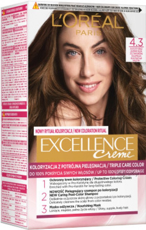 L'Oréal - EXCELLENCE Creme - Hair coloring with triple care  Golden  Brown