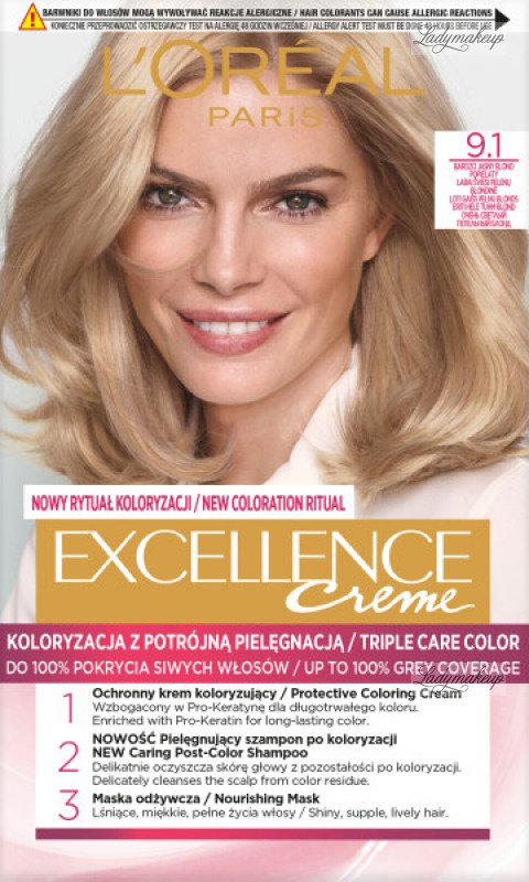 L'Oréal - EXCELLENCE Creme - Hair coloring with triple care  Very  Light Ash Blonde