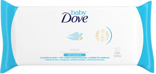 Dove - Baby - Wipes - Hipoalergiczne chusteczki pielęgnacyjne dla dzieci - Rich Moisture - 50 sztuk