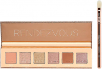 Sigma® - RANDEZVOUS EYESHADOW PALETTE + ROSE GOLD TRAVEL BRUSH - Palette of 6 eyeshadows + brush E25 - SET