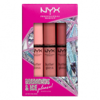 NYX Professional Makeup - DIAMONDS & ICE PLEASE! - BUTTER GLOSS LIP TRIO - Zestaw 3 kremowych błyszczyków do ust - 01