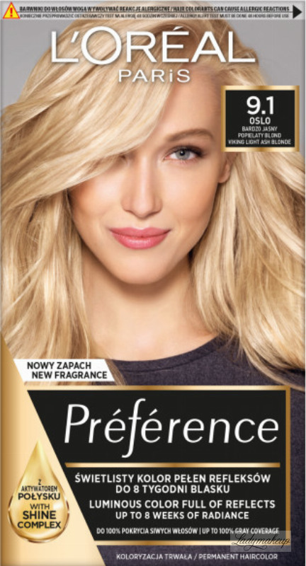 L'Oréal - Préférence - Permanent Haircolor  OSLO - VIKING LIGHT ASH  BLONDE - Hair dye - Permanent coloring - Very Light Ash Blonde
