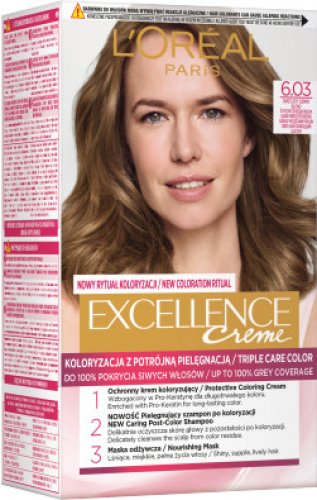 L'Oréal - EXCELLENCE Creme - Hair coloring with triple care - 6.03 Light Dark Blonde