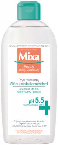 Mixa - Płyn micelarny skóra z niedoskonałościami - Mieszana i tłusta skóra twarzy i powiek - 400 ml