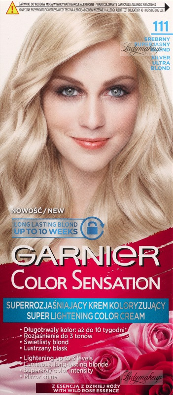 GARNIER - COLOR SENSATION - Permanent hair coloring cream - 111 Silver  Super-Bright Blonde