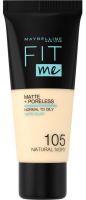 MAYBELLINE - FIT ME! Liquid Foundation For Normal To Oily Skin With Clay - 105 NATURAL IVORY - 105 NATURAL IVORY