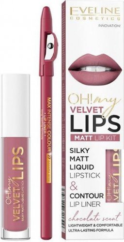 Eveline Cosmetics - OH! My Lips - Matt Lip Kit - Płynna matowa pomadka i konturówka do ust - 13 BROWNIE BISCOTTI