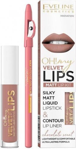 Eveline Cosmetics - OH! My Lips - Matt Lip Kit - Płynna matowa pomadka i konturówka do ust - 11 COOKIE MILKSHAKE