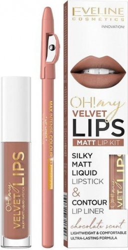 Eveline Cosmetics - OH! My Lips - Matt Lip Kit - Płynna matowa pomadka i konturówka do ust - 14 CHOCO TRUFFLE