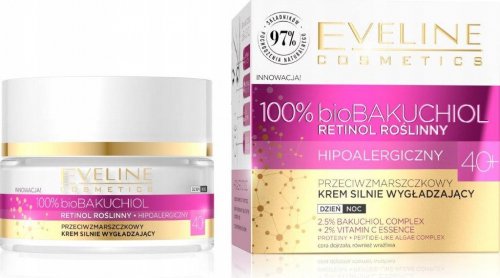 Eveline Cosmetics - 100% bioBAKUCHIOL - Przeciwzmarszczkowy krem silnie wygładzający do twarzy 40+ Dzień / Noc - 50 ml
