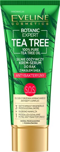 Eveline Cosmetics - BOTANC EXPERT TEA TREE - Silnie odżywczy krem-serum do rąk z masłem shea - Antybakteryjny - 40 ml