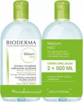 BIODERMA - Sebium H2O - Purifying Cleansing Micelle Solution - Set of 2 micellar lotions for oily and combination skin - 2x500 ml