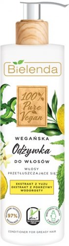 Bielenda - 100% Pure Vegan - CONDITIONER FOR GREASY HAIR - Wegańska odżywka do włosów przetłuszczających się - 240 ml