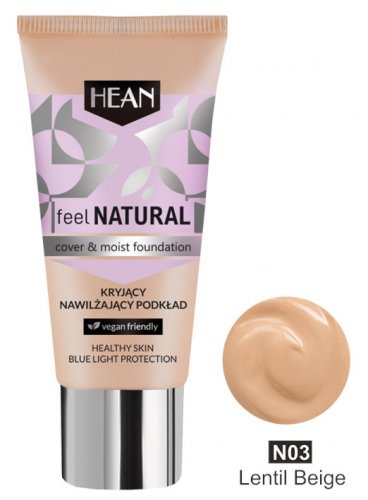 HEAN - Feel Natural Cover & Moist Foundation - Covering and moisturizing face foundation - 30 ml - N03 LENTIL BEIGE