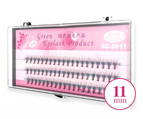 Clavier - Green Eyelash Stars Colors - Jedwabne kępki rzęs - 60 sztuk - 11 mm