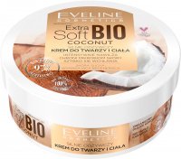 Eveline Cosmetics - Extra Soft Bio Coconut - Strongly nourishing face and body cream - Dry skin requiring regeneration - 200 ml