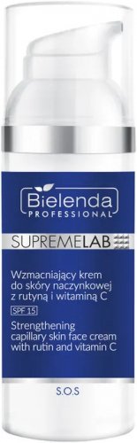 Bielenda Professional - SUPREMELAB - S.O.S. - Strengthening Capilary Skin Face Cream With Rutin And Vitamin C - Wzmacniający krem do skóry naczynkowej z rutyną - SPF15 - Dzień - 50 ml