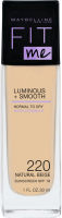 MAYBELLINE - FIT ME - LUMINOUS + SMOOTH - Illuminating liquid face foundation - SPF18 - 30 ml - 220 NATURAL BEIGE - 220 NATURAL BEIGE