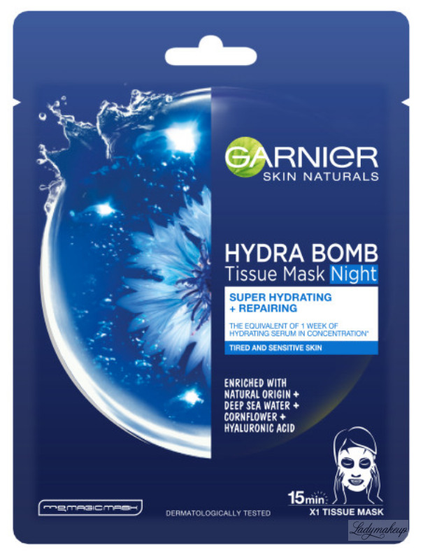 GARNIER - HYDRA BOMB Tissue Mask Night - Hydrating + Repairing Moisturizing night mask for skin