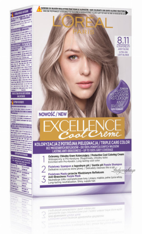 L'Oréal - EXCELLENCE Cool Creme  Ultra Ash Light Blonde - Creamy  coloring with advanced, triple protection - Ultra Ash Light Blonde