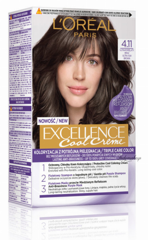 Amazon.com : L'Oreal Paris Excellence Créme Permanent Hair Color, 4A Dark  Ash Brown, Pack of 3 : Beauty & Personal Care