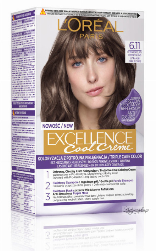 L'Oréal - EXCELLENCE Cool Creme  Ultra Ash Dark Blonde - Creamy  coloring with advanced, triple protection - Ultra ash dark blonde