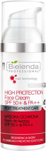 Bielenda Professional - Med Technology - High Protection Face Cream SPF 50+ & PA ++ - Face cream SPF 50+ & PA ++ (HIGH PROTECTION) - 50 ml