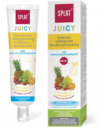 SPLAT - JUICY - Children Toothpaste with Calcium Hydroxyapatite - Pasta do zębów dla dzieci z hydroksyapatytem - Tutti Fruity - 35 ml 