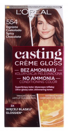 L'Oréal - Casting Créme Gloss - Pielęgnacyjna koloryzacja bez amoniaku - 554 Ognista Czekolada