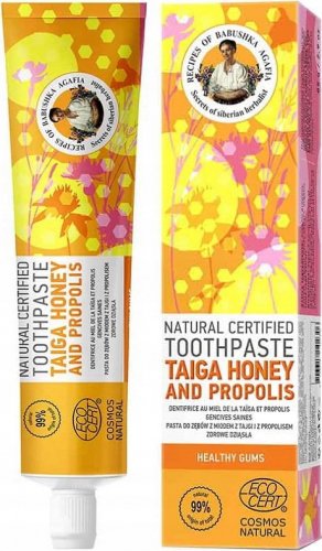 Agafia - Receptury Babuszki Agafii - Natural Toothpaste - Taiga Honey and Propolis - Naturalna pasta do zębów z miodem z Taigi i propolisem - Zdrowe Dziąsła - 85 g