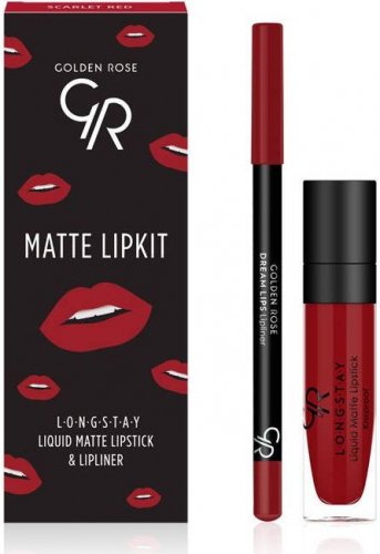 Golden Rose - MATTE LIPKIT - Zestaw do makijażu ust - Pomadka LONGSTAY + konturówka  - SCARLET RED
