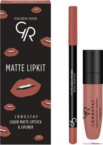 Golden Rose - MATTE LIPKIT - Zestaw do makijażu ust - Pomadka LONGSTAY + konturówka  - WARM SABLE