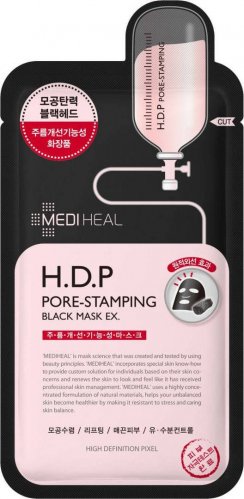 MEDIHEAL - H.D.P PORE-STAMPING BLACK MASK EX. - Maska czarna w płachcie oczyszczająco-napinająca - 25 ml