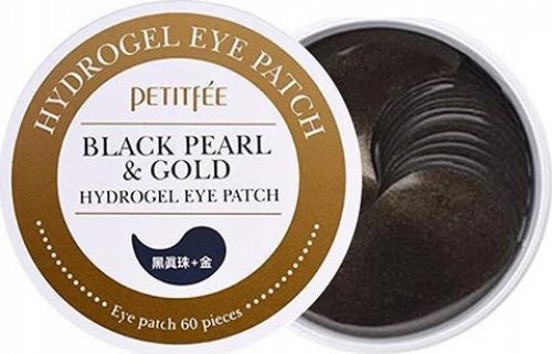 PETITFEE - Black Pearl & Gold Hydrogel Eye Patch - Nawilżająco-relaksujące, hydrożelowe płatki pod oczy z czarną perłą i złotem - 60 sztuk 