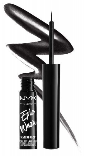 NYX Professional Makeup - Epic Wear Mettalic - Eye & Body Liquid Liner - Wodoodporny, metaliczny liner do oczu i ciała - 3,5 ml - 01 - BLACK METAL