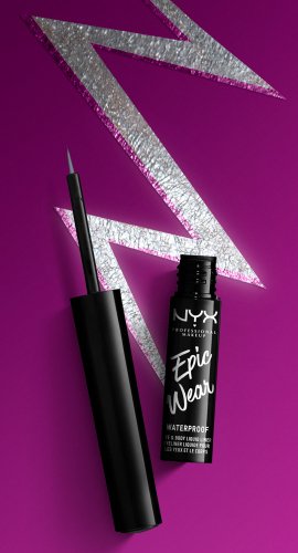 NYX Professional Makeup - Epic Wear Mettalic - Eye & Body Liquid Liner - Wodoodporny, metaliczny liner do oczu i ciała - 3,5 ml - 03 - SILVER METAL
