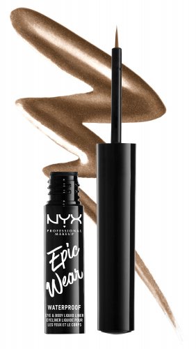 NYX Professional Makeup - Epic Wear Mettalic - Eye & Body Liquid Liner - Wodoodporny, metaliczny liner do oczu i ciała - 3,5 ml - 04 - BROWN METAL