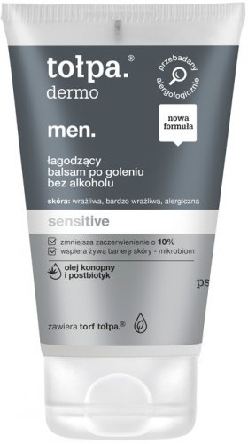 Tołpa - Dermo Men Sensitive - Łagodzący balsam po goleniu - Bez alkoholu - 100 ml