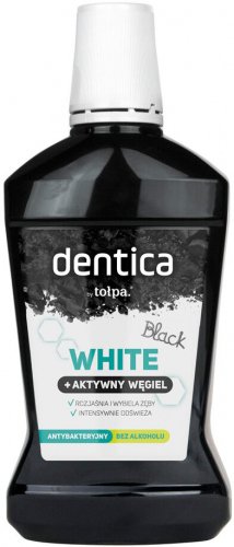 Dentica by Tołpa - BLACK WHITE - Płyn do higieny jamy ustnej z aktywnym węglem - Bez Alkoholu - 500 ml