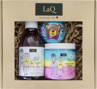 LaQ - Guma Balonowa - Zestaw prezentowy dla dzieci - Żel do mycia ciała i rąk 300 ml + Pianka do mycia 100 g + Kula z niespodzianką (niebieska) 120 g