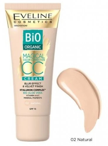 Eveline Cosmetics - Bio Organic - MAGICAL CC CREAM - CC color cream with mineral pigments - 30 ml - 02 NATURAL 